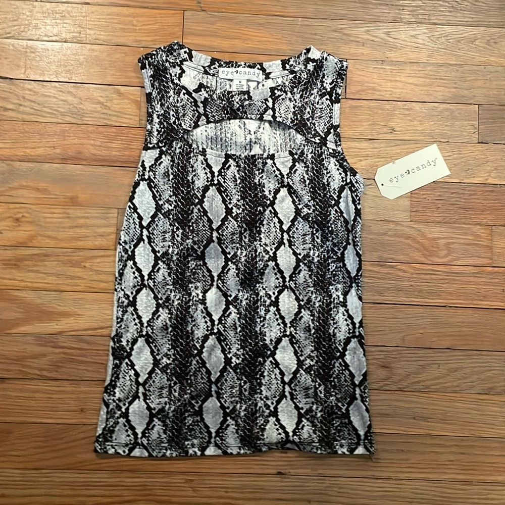 Eye Candy Snakeskin print (black, grey, white) w/Cut Out - Medium